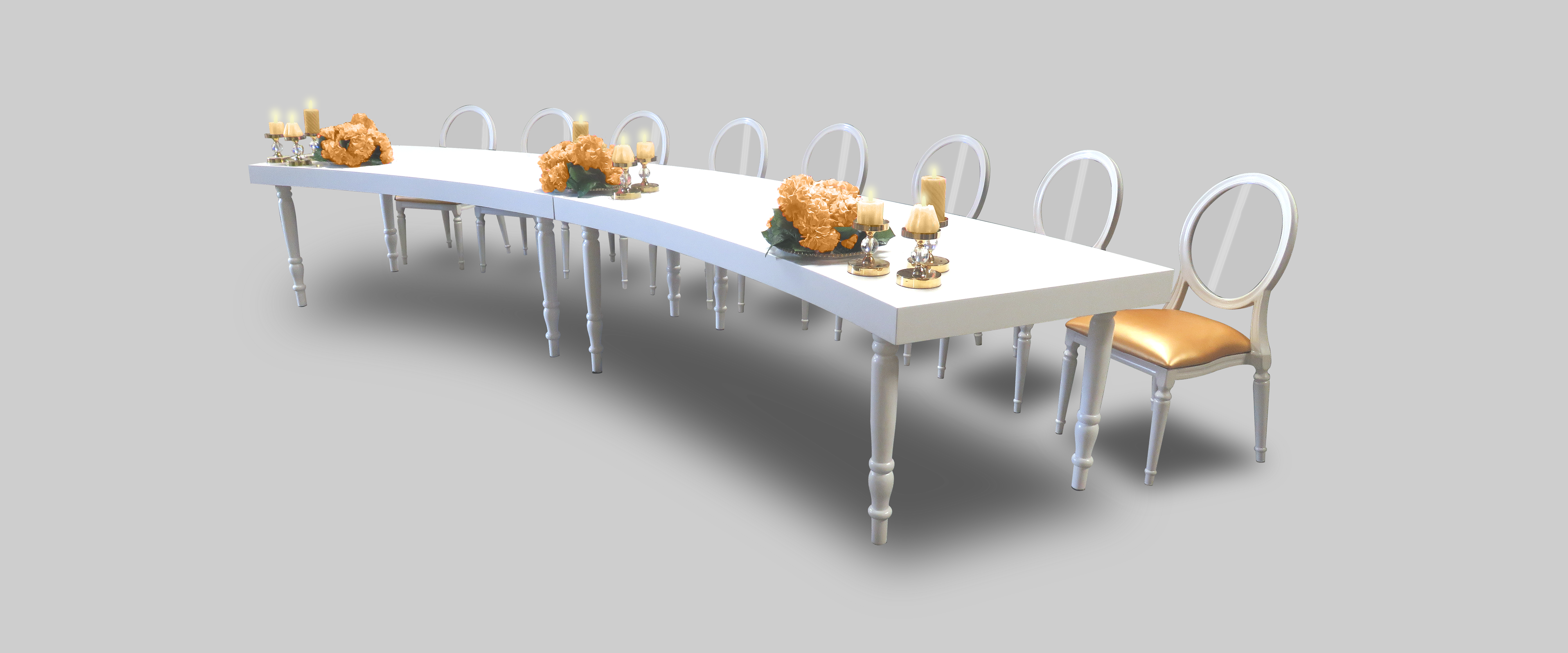 Avalon Curved White Dining Table on Rent or Sale Dubai | UAE | Areeka Event