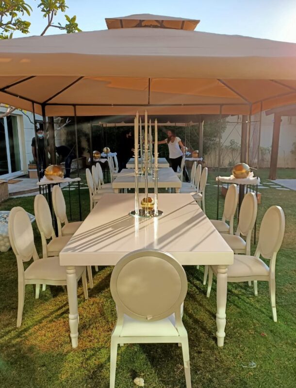 White Rectangular Dining Table, 10 Seater Dining Table, White Dining Chair, Dior Dining Chair