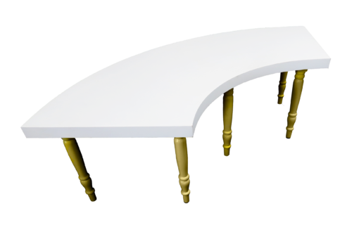 White Curved Dining Table, White and Gold Curved Dining Table