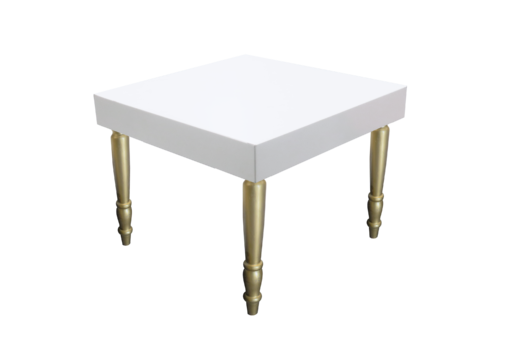 Square Dining Table, White and Gold Dining Table, 4 Seater Dining Table