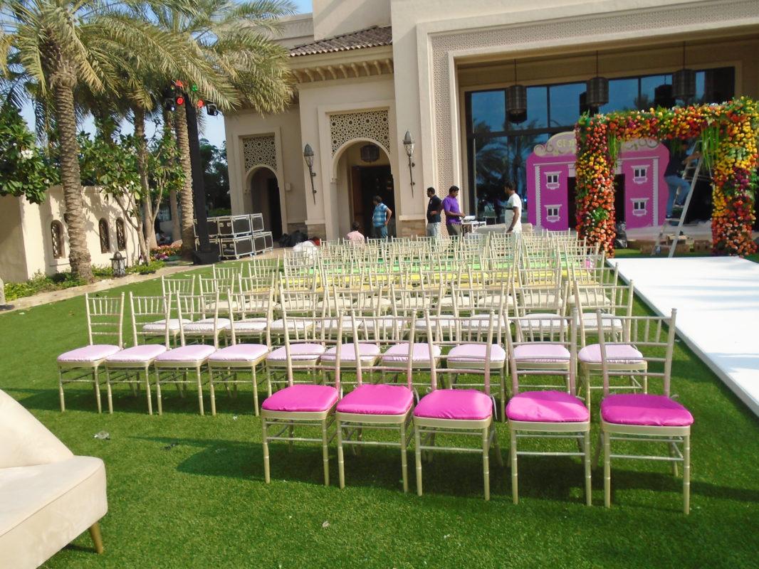 Champagne Chiavari Chairs Dubai, Abu Dhabi, UAE Areeka Event Rentals