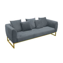 3-Seater Velvet Sofa, Elegant Sofa, 3 Seater Gray Sofar