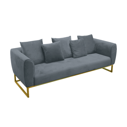 3-Seater Velvet Sofa, Elegant Sofa, 3 Seater Gray Sofar