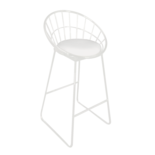 White Wire Barstool, White High Chair