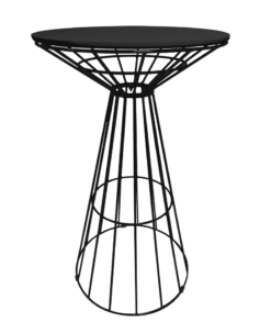 black wire cocktail table, black high table, black bar table