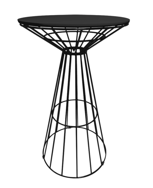 black wire cocktail table, black high table, black bar table