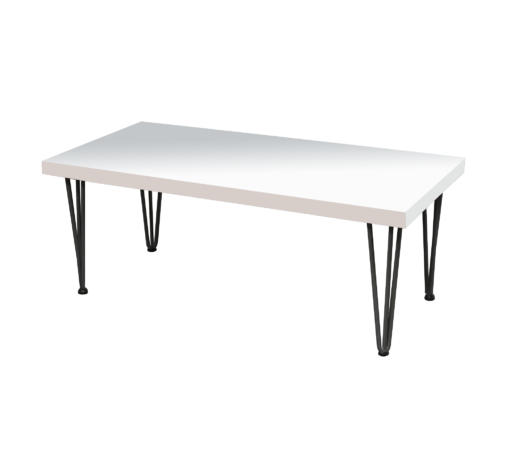 Rectangular Hairpin Center Table, White Coffee Table, Rectangular White Coffee Table