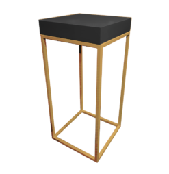 gold metal cocktail table frame with thick black table top