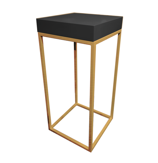 gold metal cocktail table frame with thick black table top