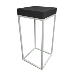 white metal cocktail table frame with black table top