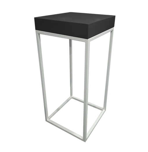 white metal cocktail table frame with black table top