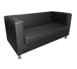 Black 2-Seater Sofa, black leather 2-seater sofa