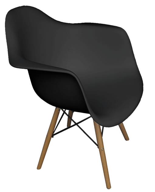 black plastic armchair, black eames chair, armchair